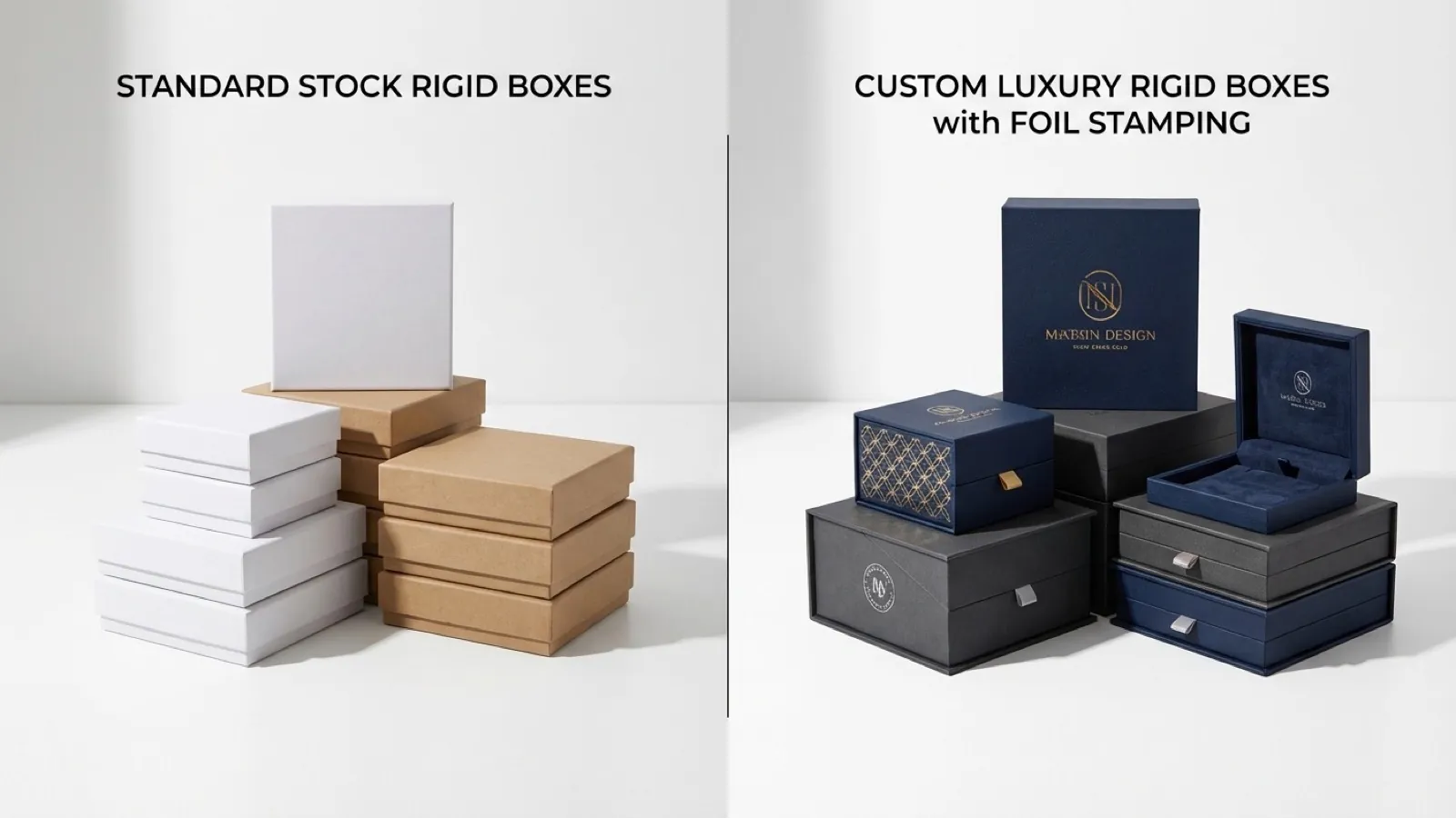 精裝盒公版現貨與客製化訂製比較分析，硬盒選購策略交期成本彈性三維度評估說明。